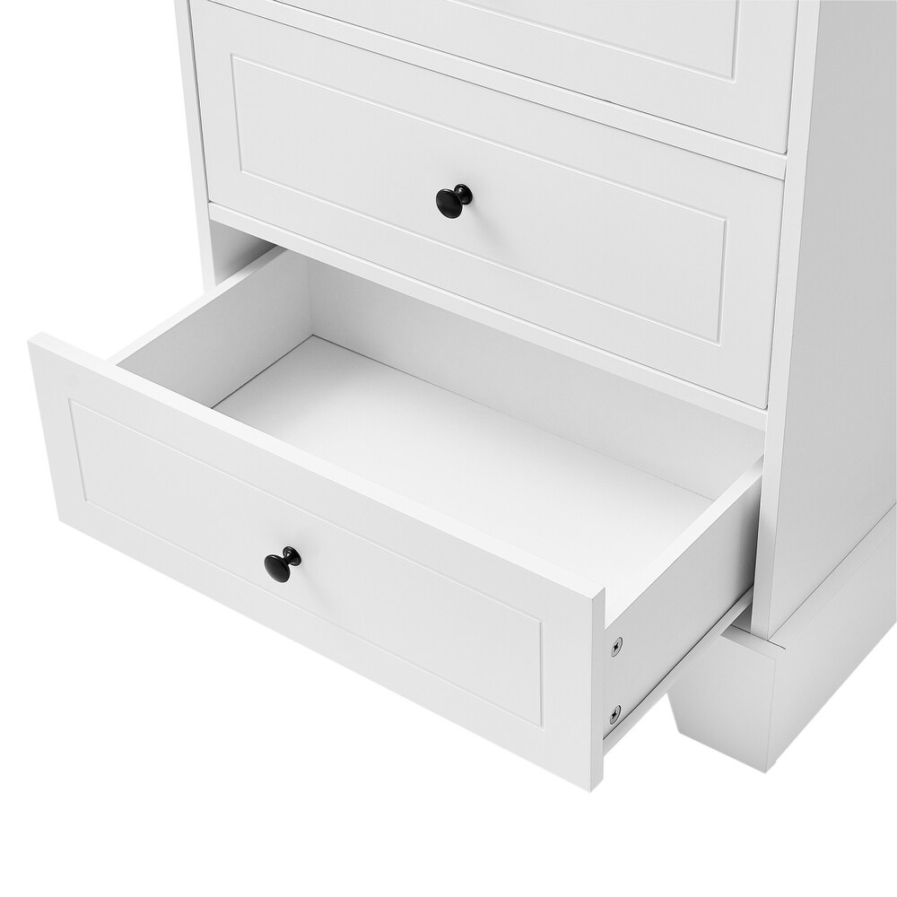 Bathroom Storage Cabinet with 2 Doors and 4 Drawers  Adjustable Shelves Multifunctional Free Standing Cabinet