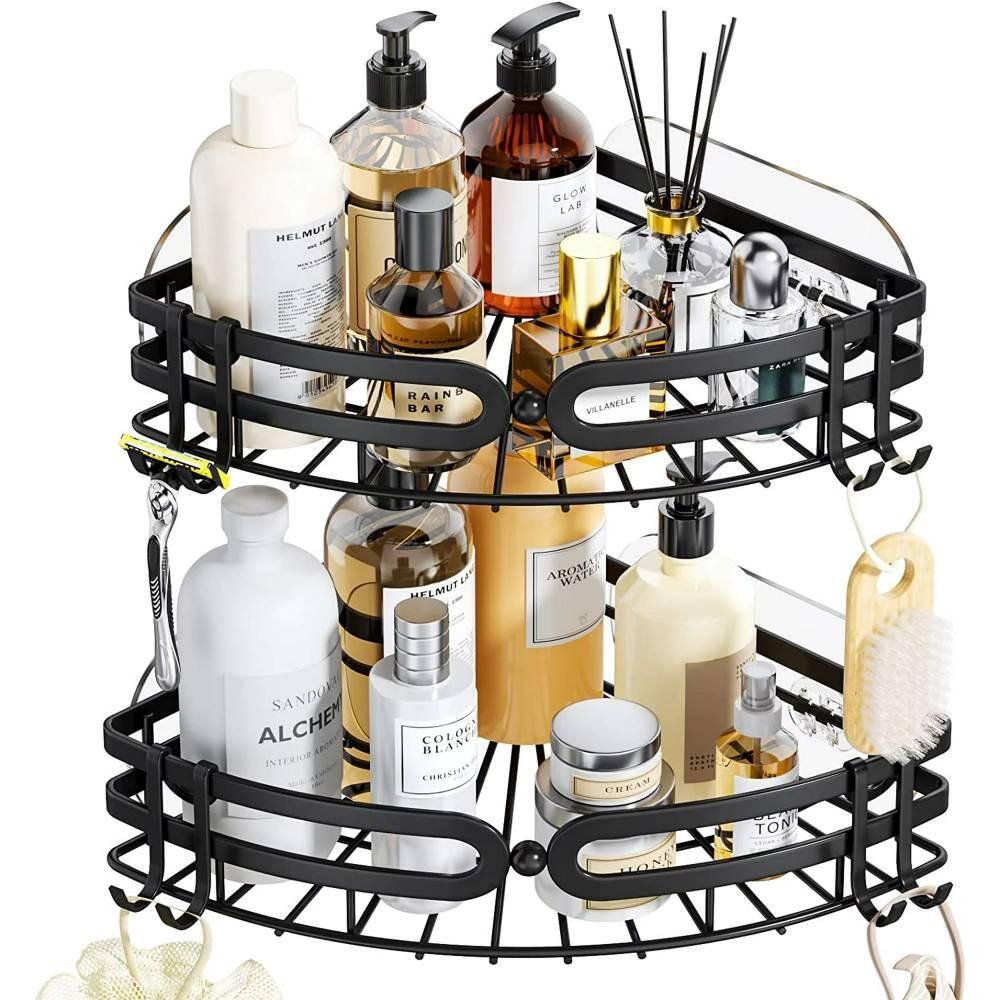 Dyiom Corner Shower Caddy with 8 hooks No Drilling Wall Mounted Shower Basket Organizer with 6 Adhesive Hooks 1686225453