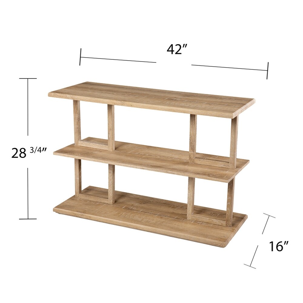 SEI Furniture Mabery Transitional Natural Wood Three Tier Console Table