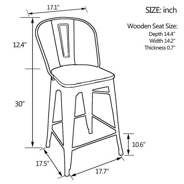 30-inch High Back bar stools farmhouse bar stools Set of 4