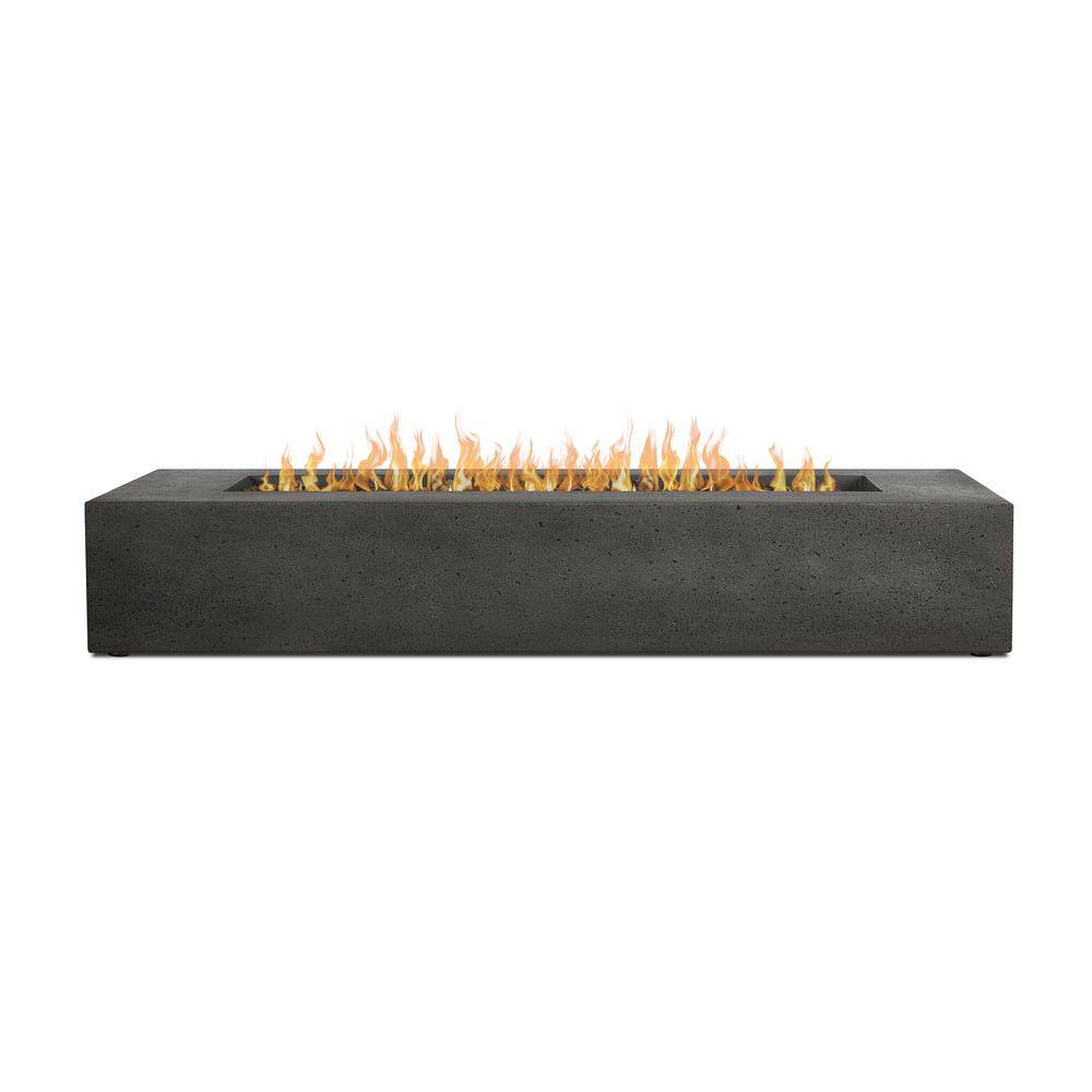 JENSEN CO Brookhurst 72 in. W x 12 in. H Outdoor GFRC Liquid Propane Fire Pit in Carbon with Lava Rocks 1591LP-CBN