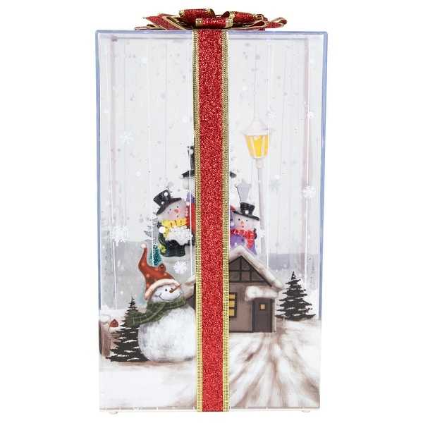 Lighted and Musical Snowman Family Snowing Gift Box Christmas Decoration