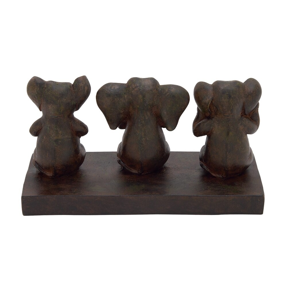 Brown Polystone Elephant Sculpture