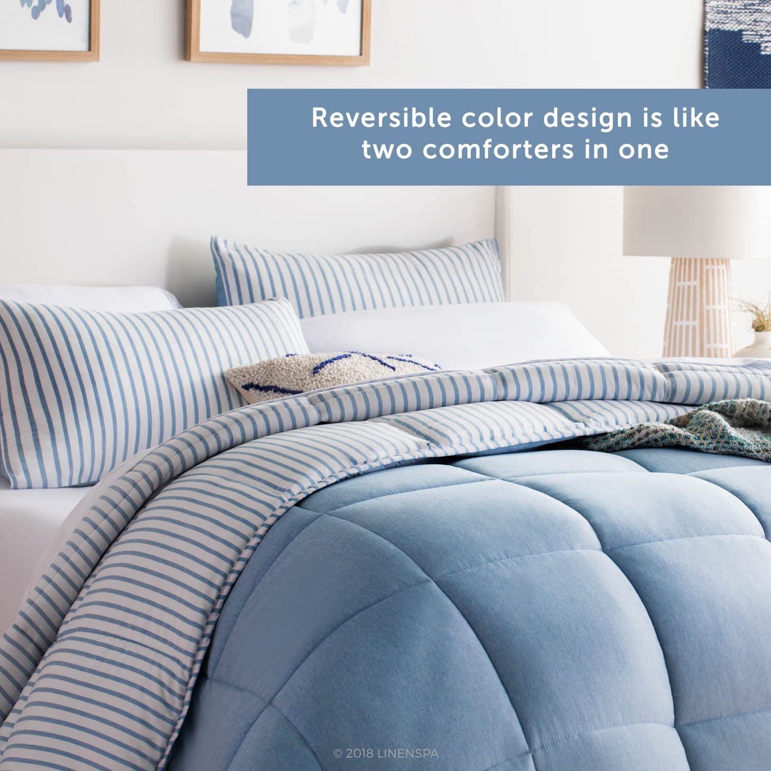 All-Season Quilted Comforter - Corner Duvet Tabs - Hypoallergenic - Plush Microfiber Fill - Machine Washable - Duvet Insert