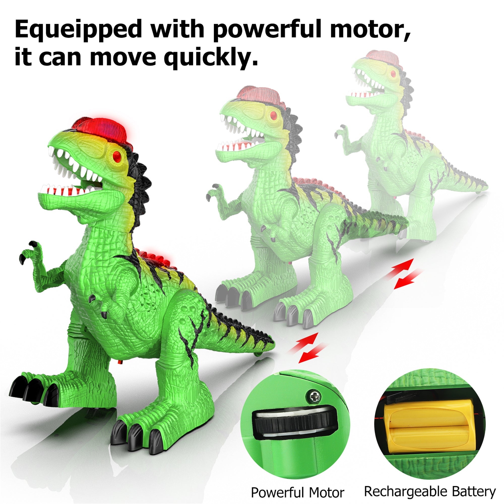 Wupuaait 2.4Ghz RC Giant Dinosaur Robot Toys Gift with 360° Rotation for 3-12 Years Old Kids， Green