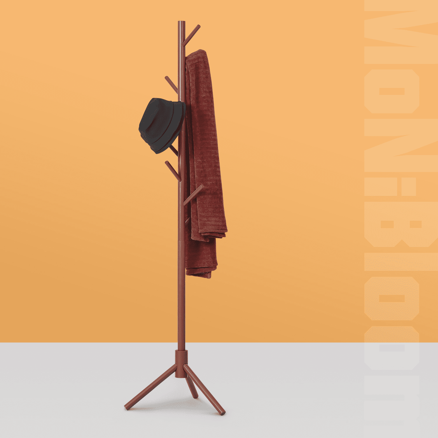 MoNiBloom Wood Adjustable Modern Coat Rack， with 8 Hooks， Clothes Handbag Storage Stand， Hall Tree， Coffee， for Entryway