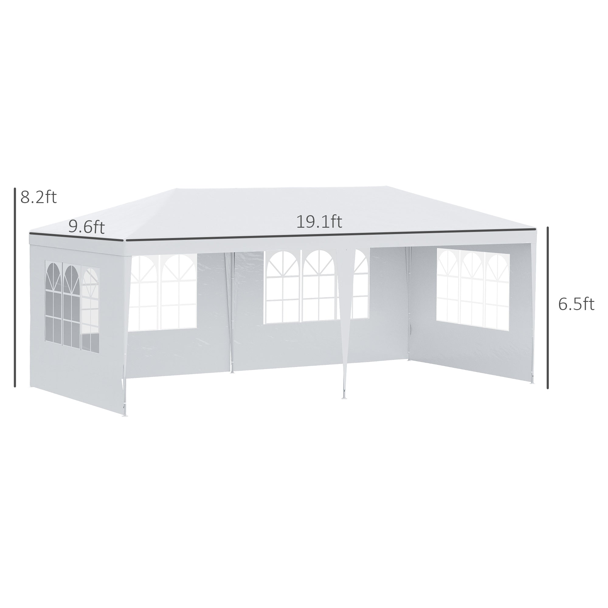 Outsunny 10'x20' Outdoor Wedding Party Tent Patio Gazebo Canopy Sidewalls White, 20 ft Width