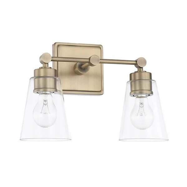 Aged Brass 2-light Bath Vanity Fixture