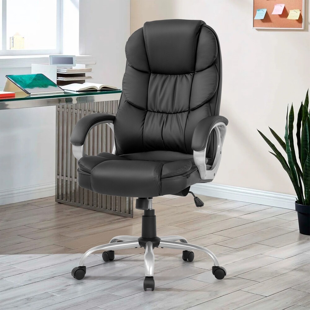 Baldwin Modern Black Ergonomic Swivel High Back Office Chair with Lumbar Support by Furniture of America