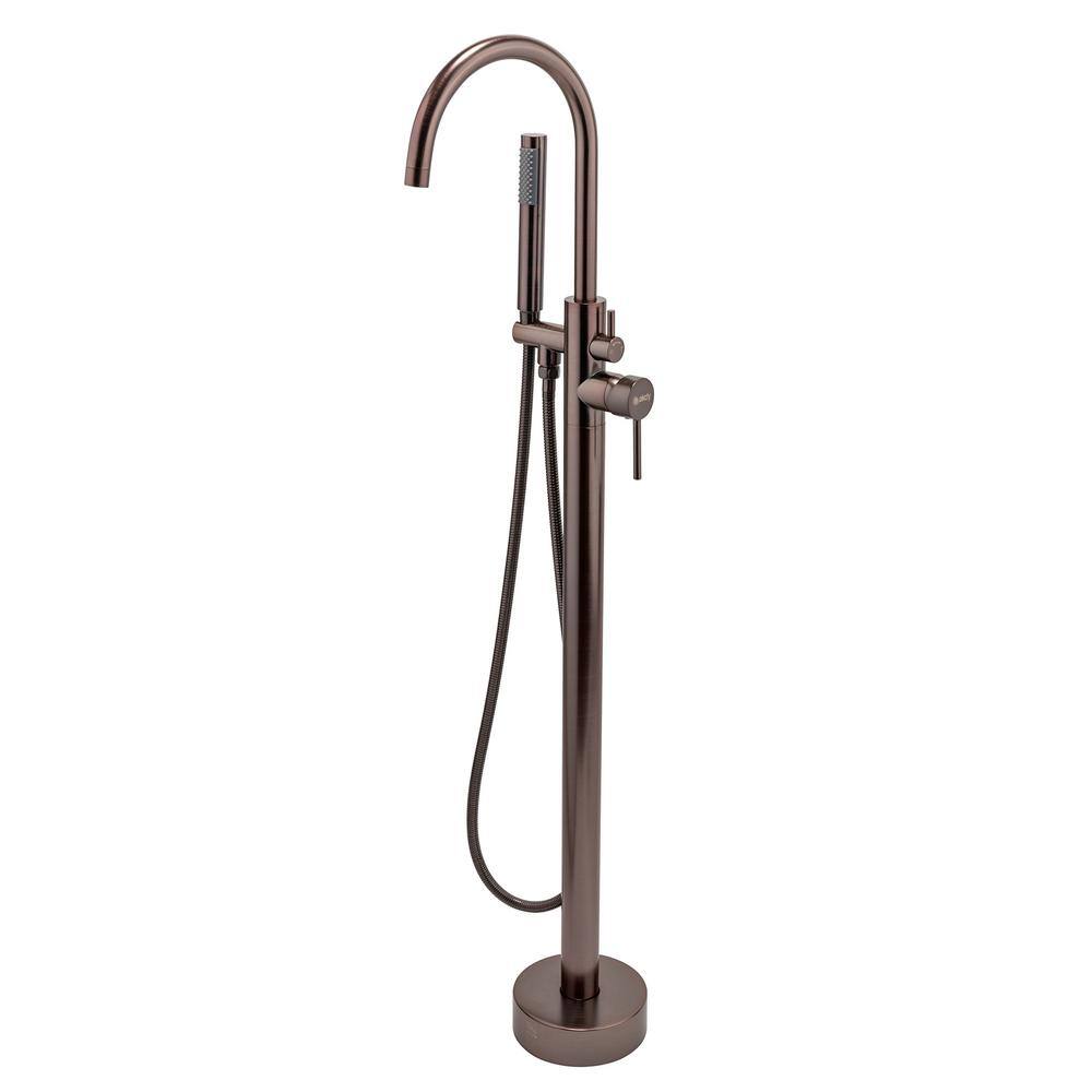 AKDY 2-Handle 45.47 in. Freestanding Floor Mount Tub Faucet Bathtub Filler with Hand Shower in Brushed Bronze TF0049