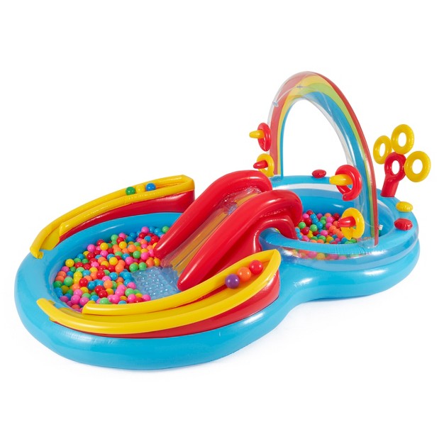 Intex Rainbow Slide Inflatable Pool And Water Slide Ring Center