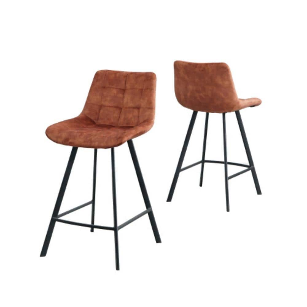 37.6 in. Brown Nordic Metal Bar Stool with Fabric Seat Counter Stool (Set of 2) LM-W21051986