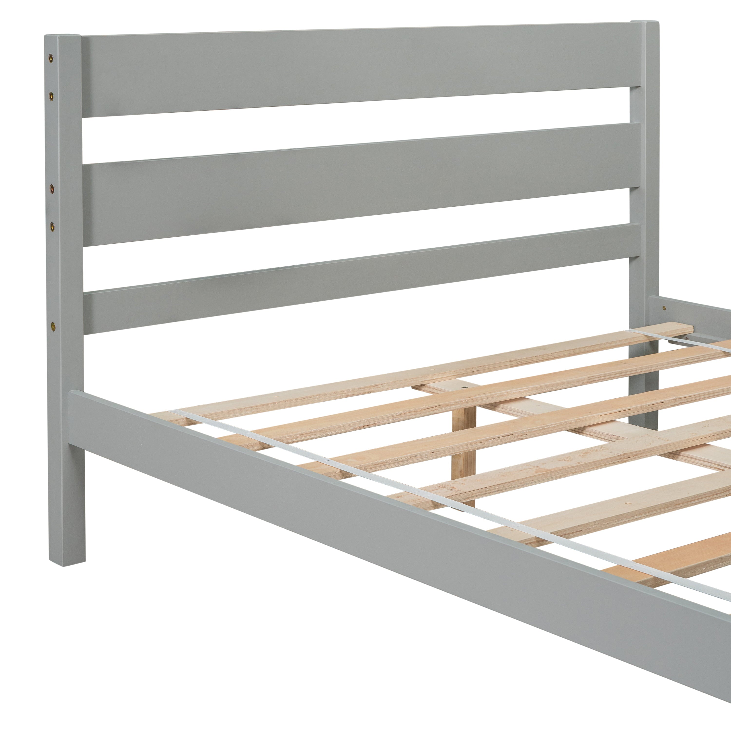 BTMWAY Full Size Bed Frame, New Upgraded Wood Platform Bed with Headboard and Footboard, No Box Spring Needed, Modern Bedroom Furniture Full Bed Frame for Adults Teend Kids, Gray