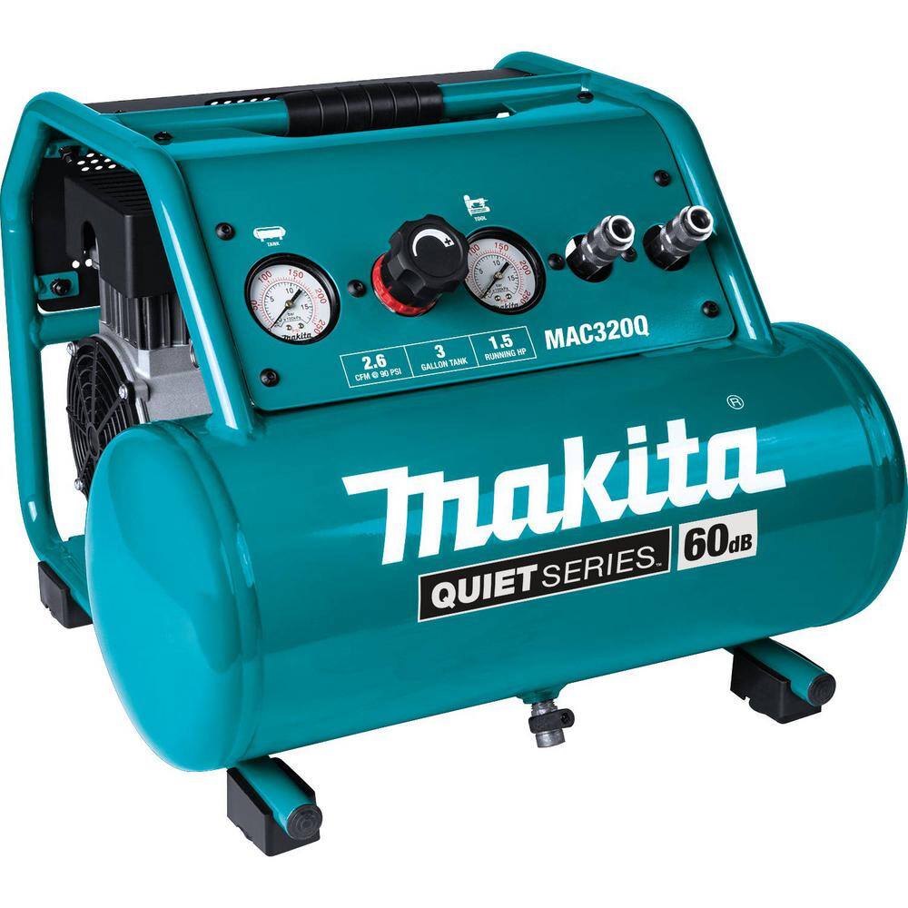 Makita Quiet Series 1-12 HP 3 Gal. Oil-Free Electric Air Compressor MAC320Q