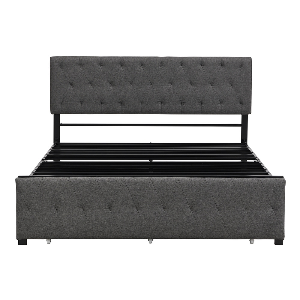 Elegant Design Metal Storage Platform Bed with a Big Drawer