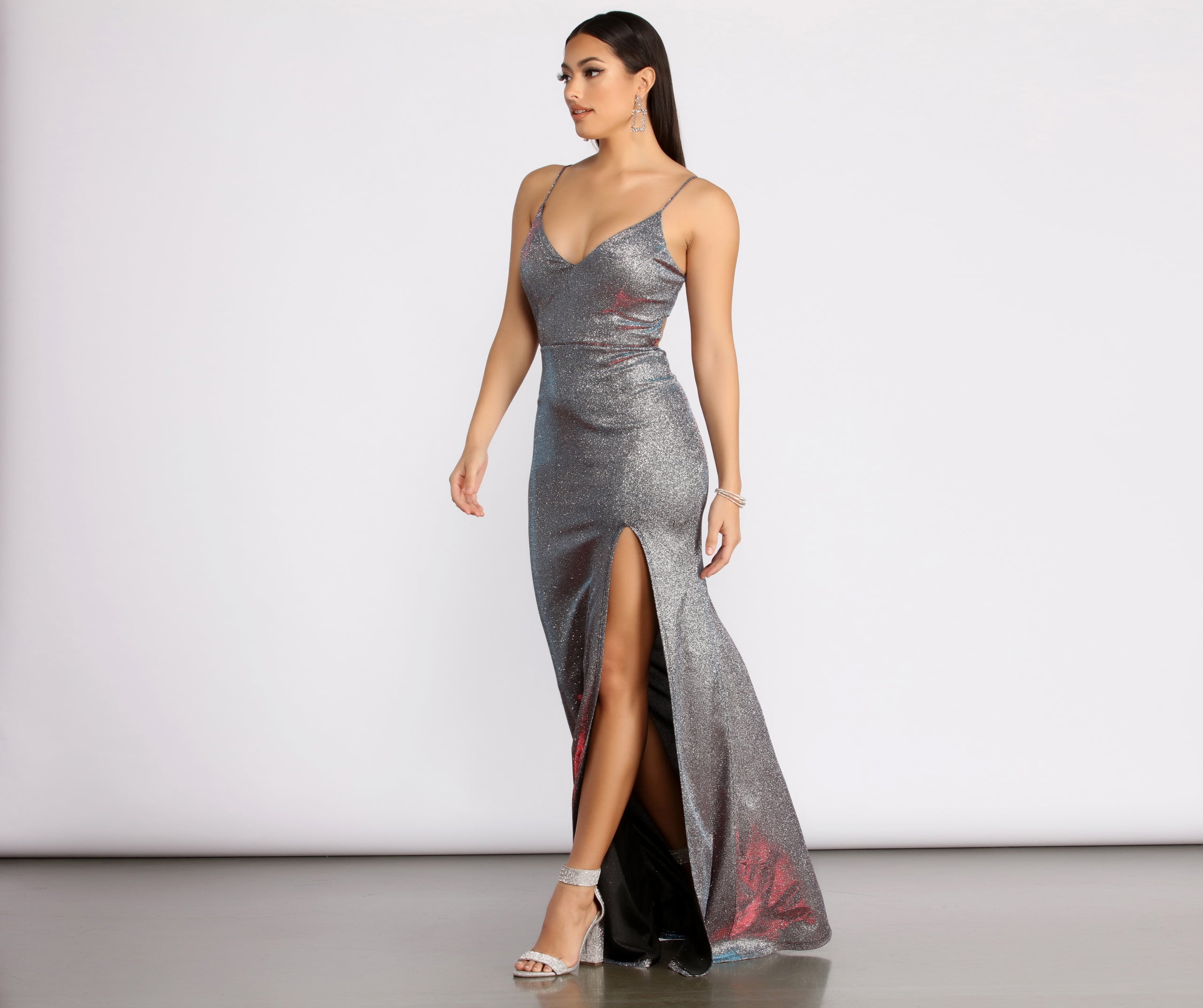 Kari High Slit Glitter Dress