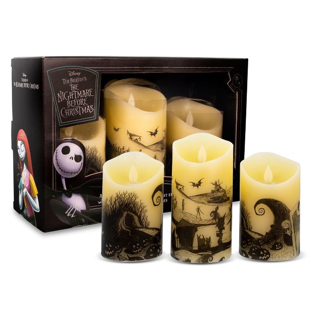 Ukonic Disney Nightmare Before Christmas Led Flickering Flameless Candles Set Of 3