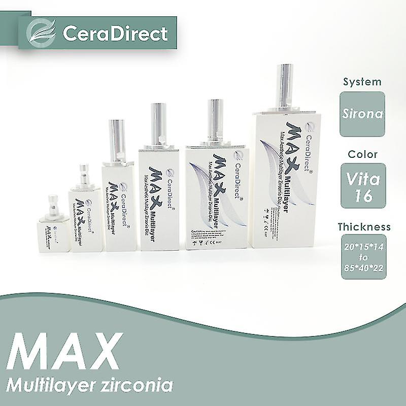 Born Pretty Ceradirect Max Multilayer Zirconia Sinona System(2 Pieces)size Maxi S (65/40) For Dental Lab Cad/cam