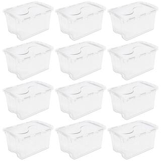 Sterilite 1914 Single 48 Quart Clear Hinged Lid Storage Tote Container (12 Pack) 12 x 19148006