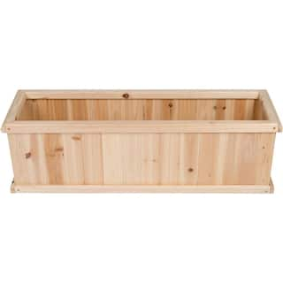 Shine Company 40 in. L x 12 in. W x 12.5 in. H Rectangle Natural Cedar Raised Garden Bed Box Planter Large Plant Pot Wooden Box 5103N