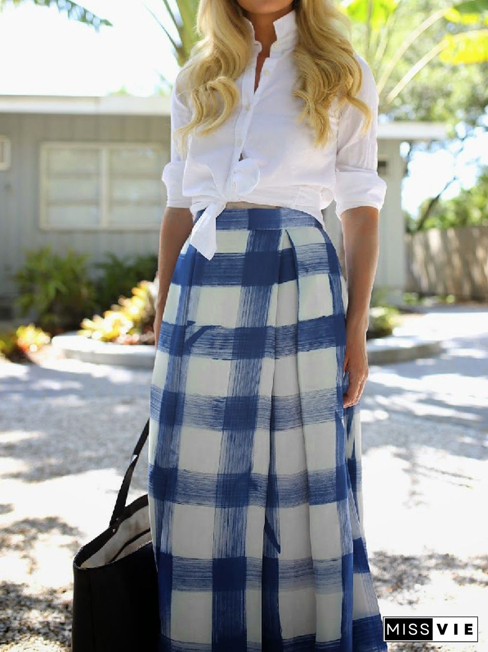 Loose Plaid Printed Skirts Bottoms