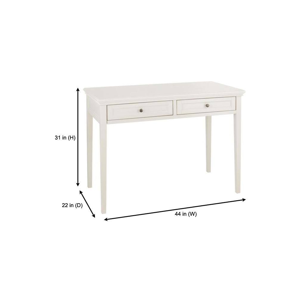 Home Decorators Collection Royce 44 in. Rectangular Polar White 2-Drawer Wood Writing Desk SK19051A3-PW