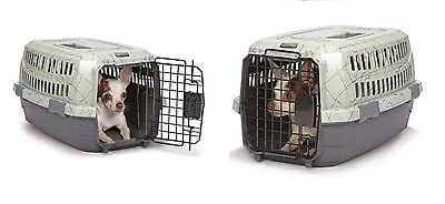 TRAVEL DOG CARRY CRATE Small Plastic Secure Pet Carrier for Airline Car Home (Small)