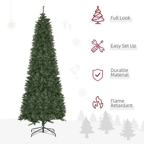 HOMCOM 8 ft. Slim Christmas Tree with Stand