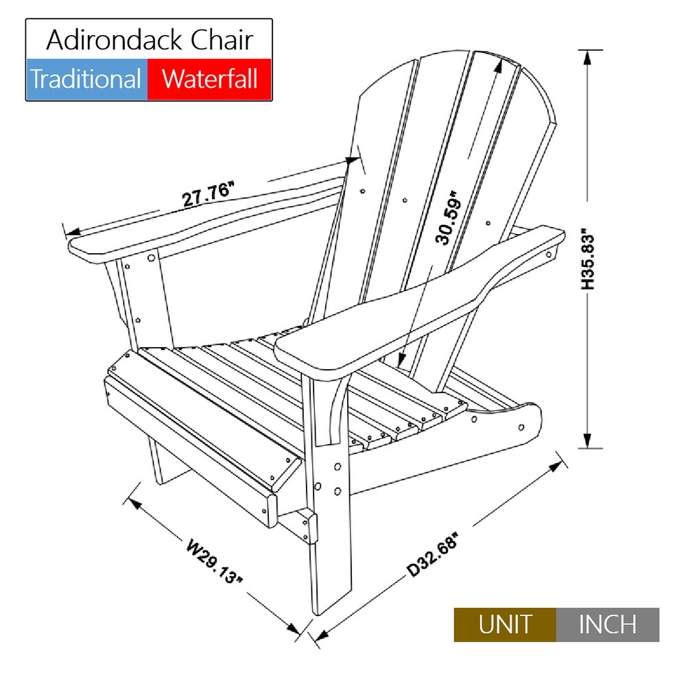 2 pcs Patio Chair Outdoor HDPE Adirondack Chair UV protectant