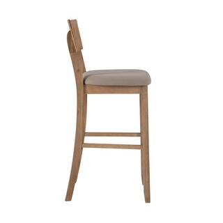 Linon Home Decor Rodman Greywash Barstool with Padded Grey Linen Cotton Seat 017102GWSH01U