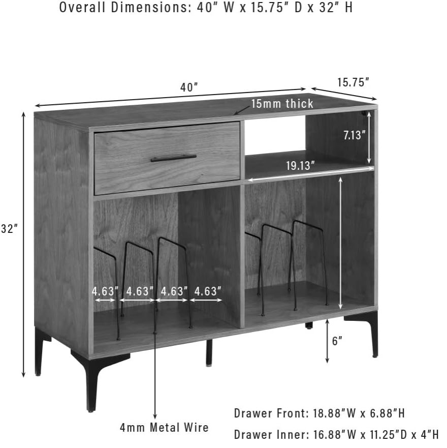 Sydney Record Storage Media Console Walnut   Industrial   Media Cabinets   by Pot Racks Plus  Houzz