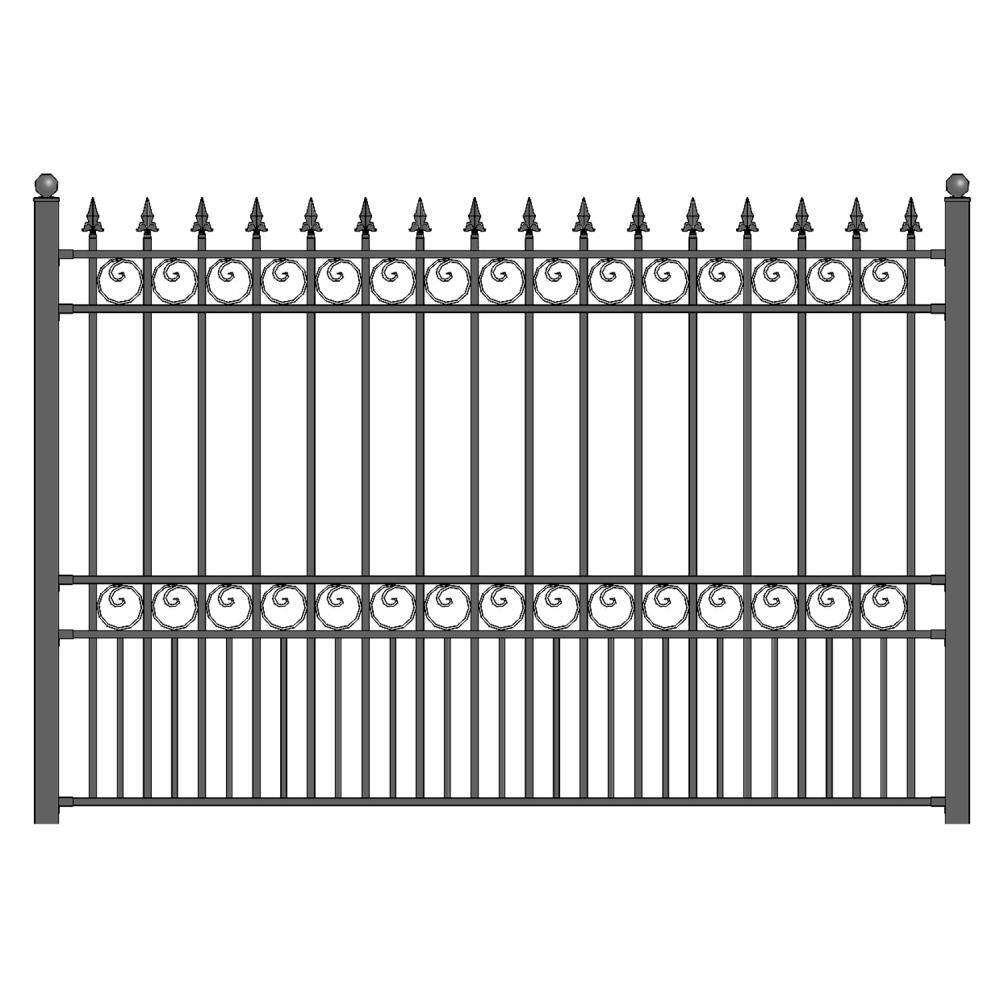 ALEKO London Style 5 ft. x 8 ft. Black Iron Fence Panel FENCELON-HD