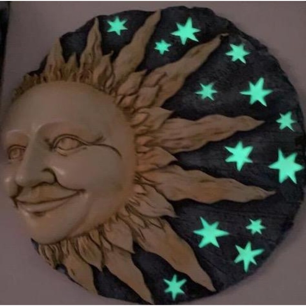 Sun and Stars Glow Decorative Garden Stone   Multi Color