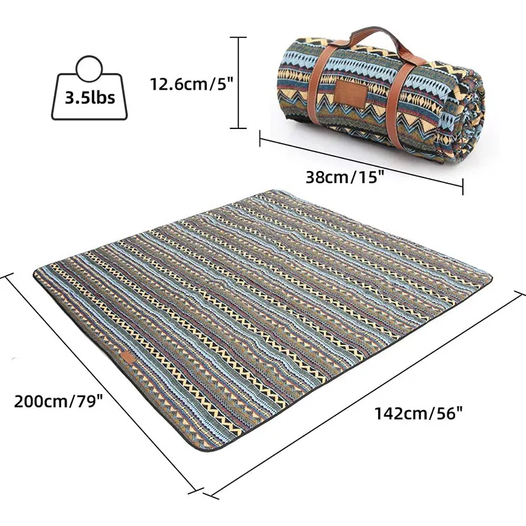 Custom Print Outdoor Picnic Blanket Extra Large Waterproof Portable Beach Mat For Travel Camping Hiking