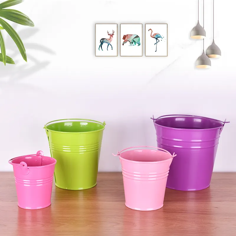 Wholesale Custom Easter Gift Small Bucket Colored Metal Pail With Handle