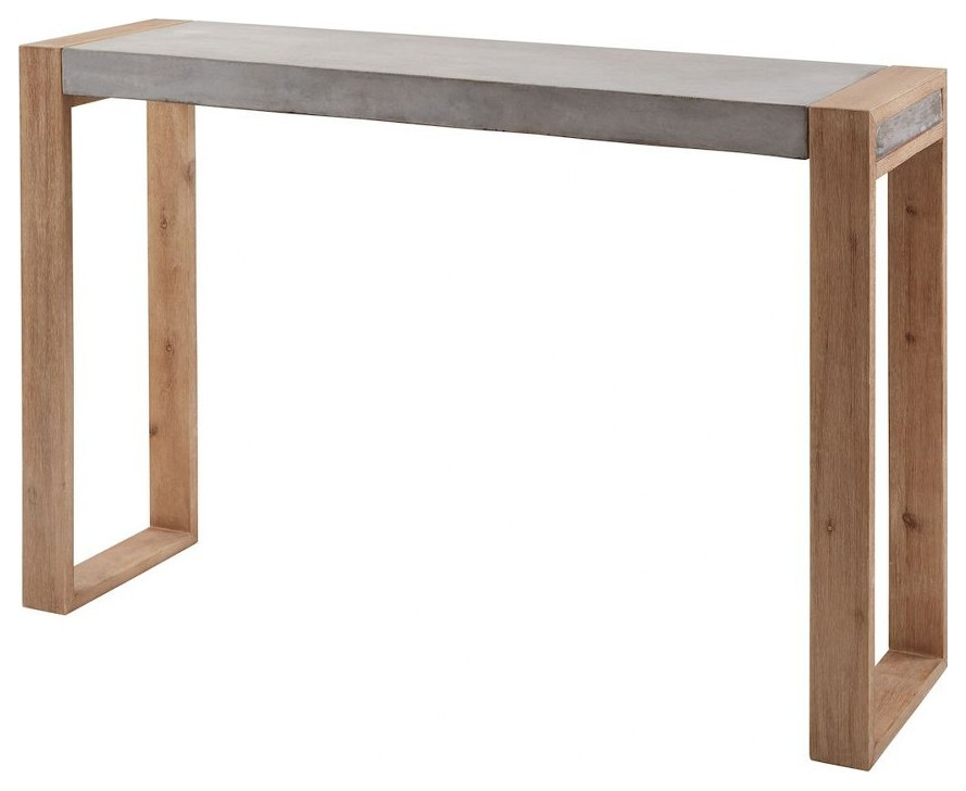 Lightweight Concreate Top Console Table in Atlantic Brushed Finish Wooden Sled   Industrial   Console Tables   by Bailey Street Home  Houzz