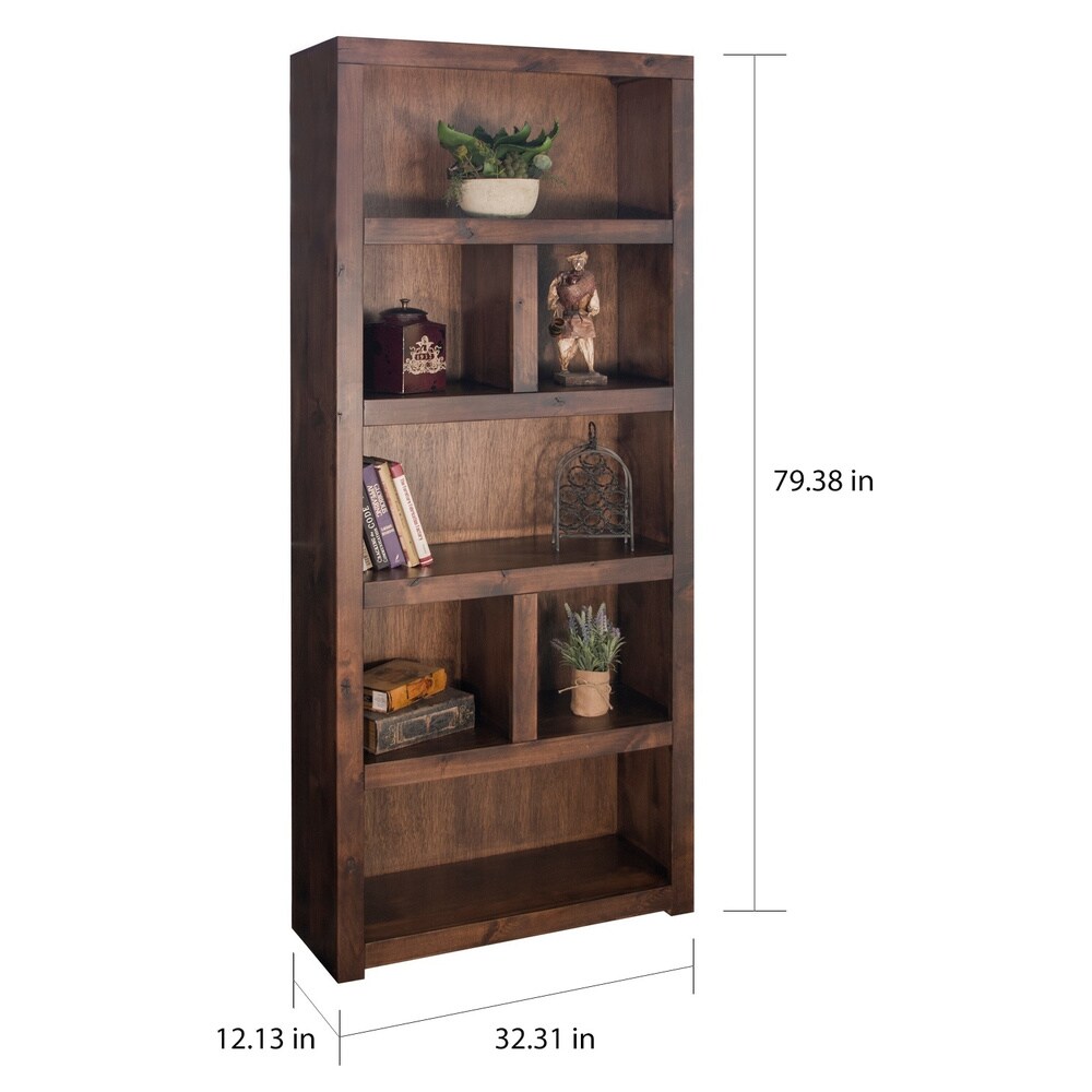 Carbon Loft 79 in. Tall No Assembly Required 5 shelf Whiskey Brown Finish Solid Wood Bookcase