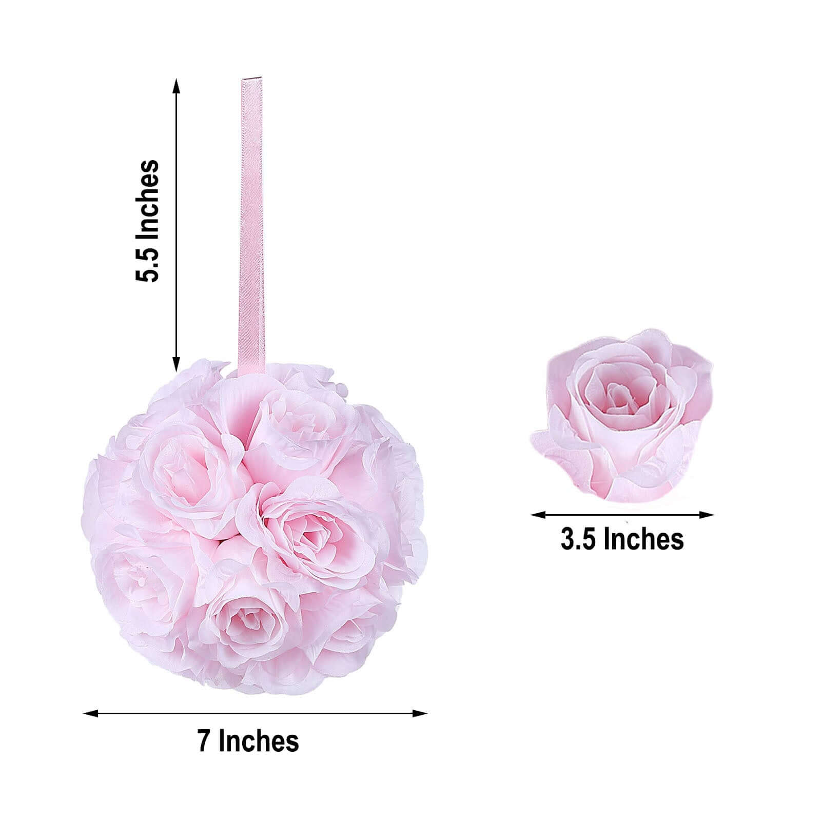 2 Pack Blush Artificial Silk Rose Kissing Ball, Flower Ball 7