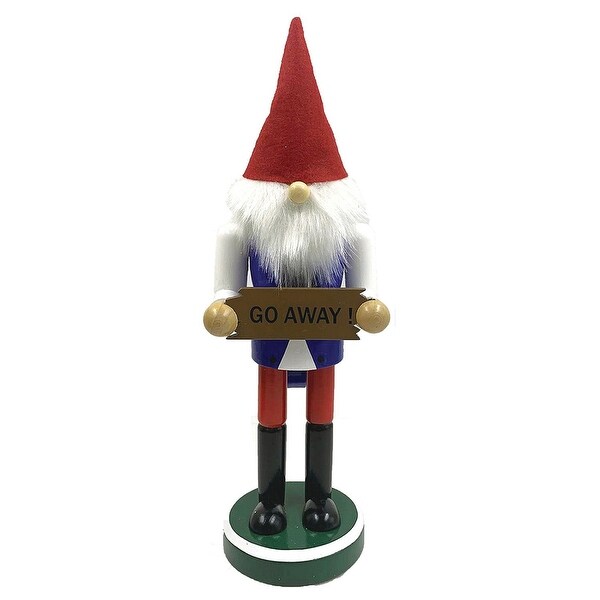 11.5 Red and Blue Go Away Christmas Gnome Nutcracker