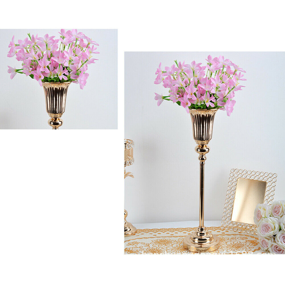 HiKaRiGuMi 2 Pcs Romantic Metal Wedding Centerpiece Gold Vases for Tables Party Decor