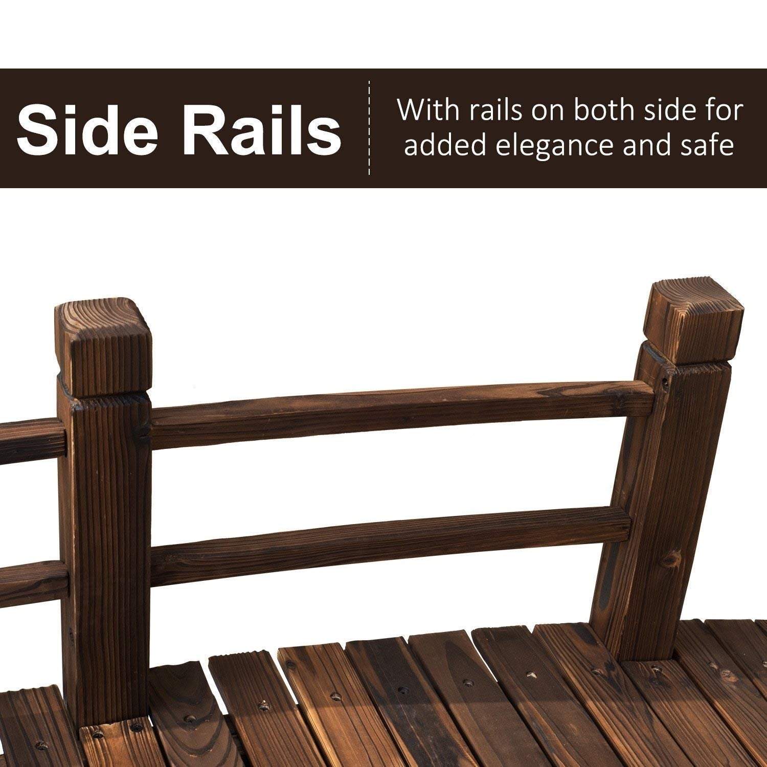 Outsunny 5 ft Wooden Garden Bridge Arc Stained Finish Footbridge