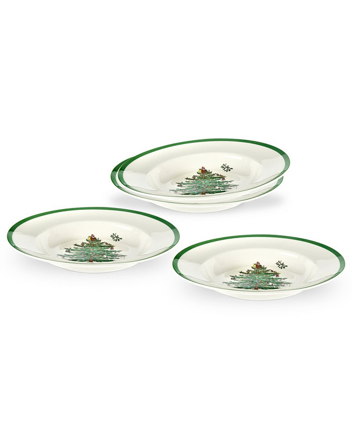 Spode Christmas Tree Dinnerware Rim Soup Bowl Set of 4