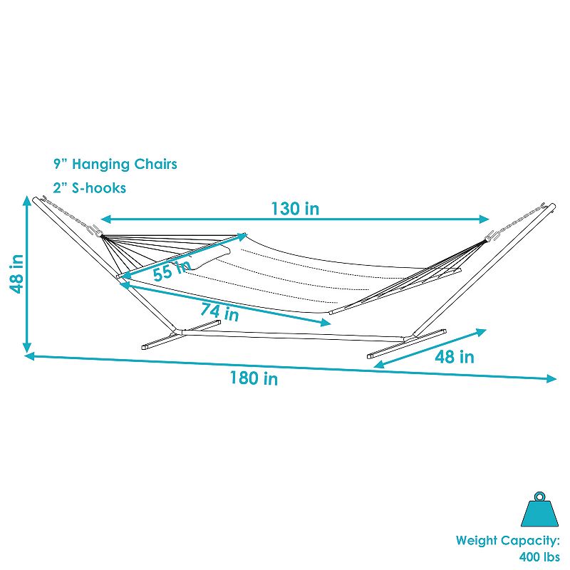 Sunnydaze 2-person Double Quilted Hammock With 15' Stand