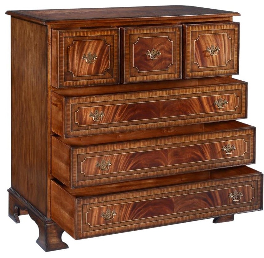 Chest of Drawers English Flame Mahogany Banded Inlay  Brass Hardware   Traditional   Accent Chests And Cabinets   by EuroLuxHome  Houzz