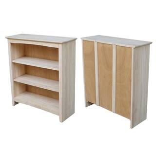 International Concepts 36 in. Unfinished Solid Wood 3-Shelf Standard Bookcase with Adjustable Shelves SH-3223A