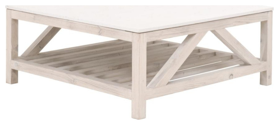 Spruce Square Coffee Table  White Wash Pine  White Quartz   Farmhouse   Coffee Tables   by Sideboards and Things  Houzz