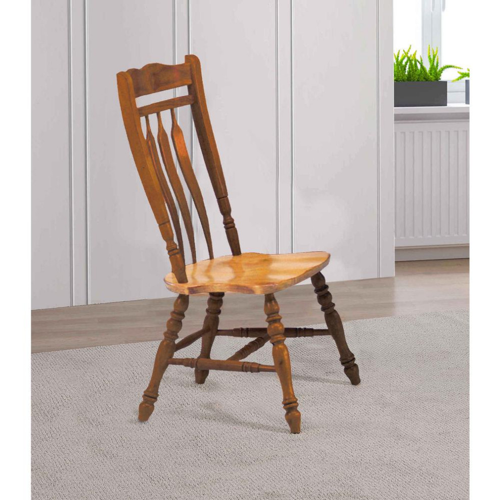 Oak Selections Nutmeg Brown with Light Oak Side Chair (Set of 2)  BH C10 NLO 2   Traditional   Dining Chairs   by GwG Outlet  Houzz