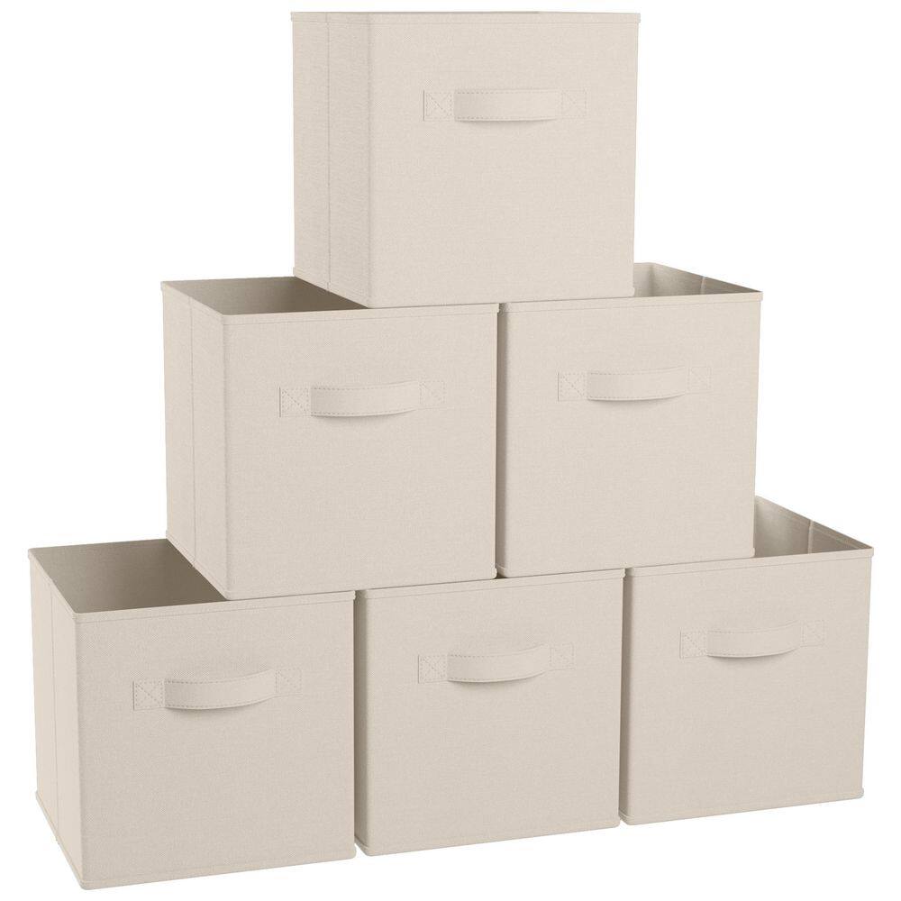 Ornavo Home 13 x 13 x 13 Beige Cube Storage Bin 6 Pack 6PK-BIN-13-13-BEIGE