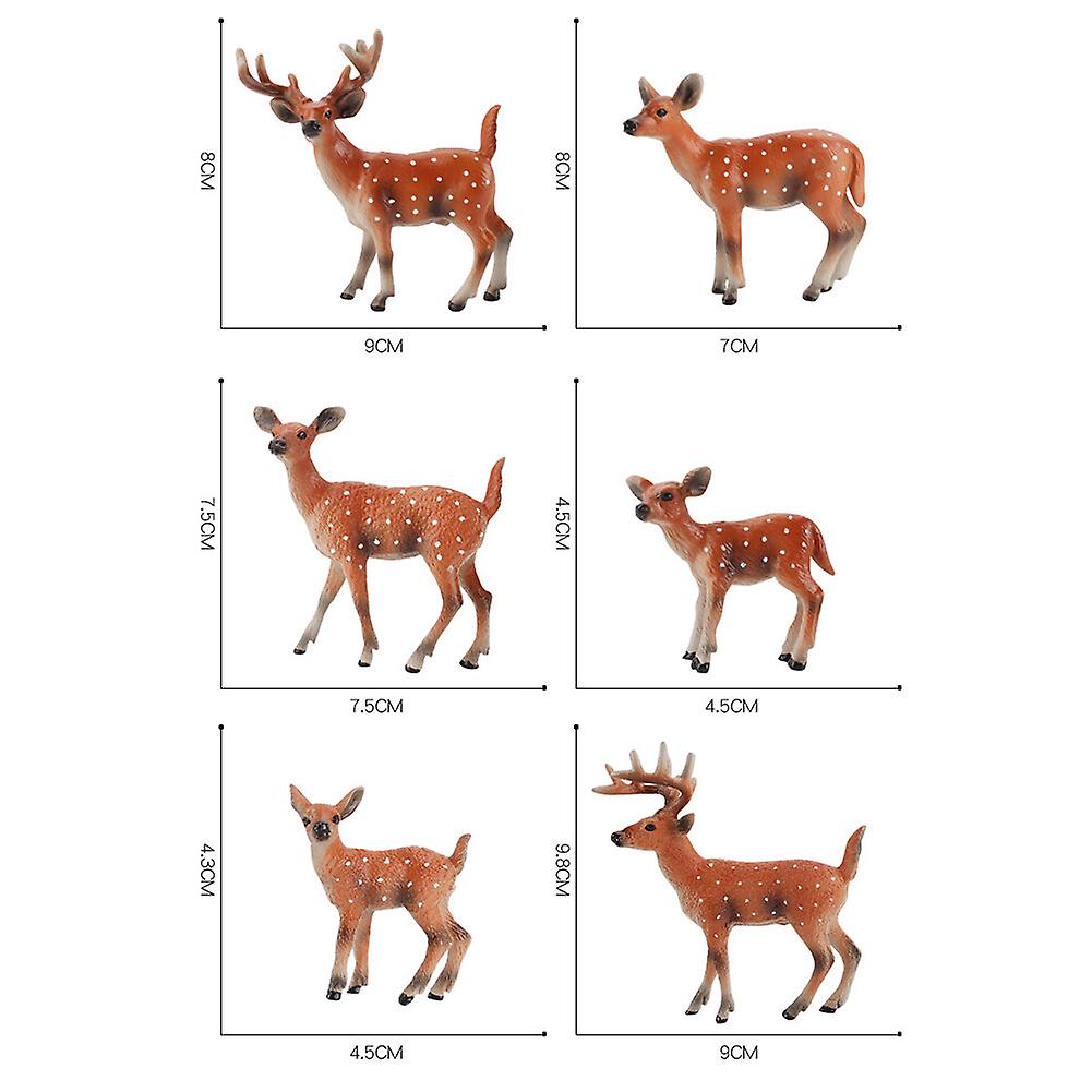 Mini Animals Figures， Set Of 6pcs Deer Miniature Animals Figures Mini Model Animals Animals Figures Home Decorations Kids Toddlers Early Education Toy