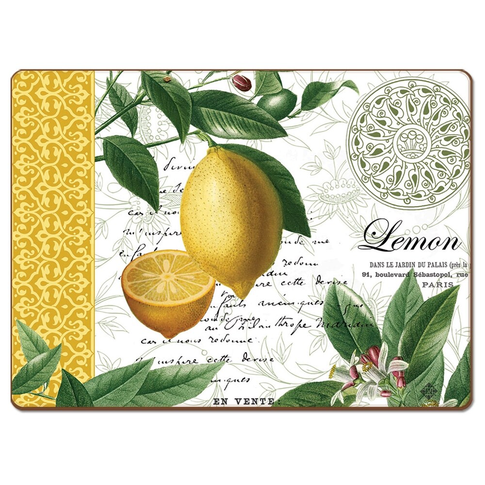 Cala Home Hardboard Placemats   Citron   Set of 4   15.5x11.25x.204